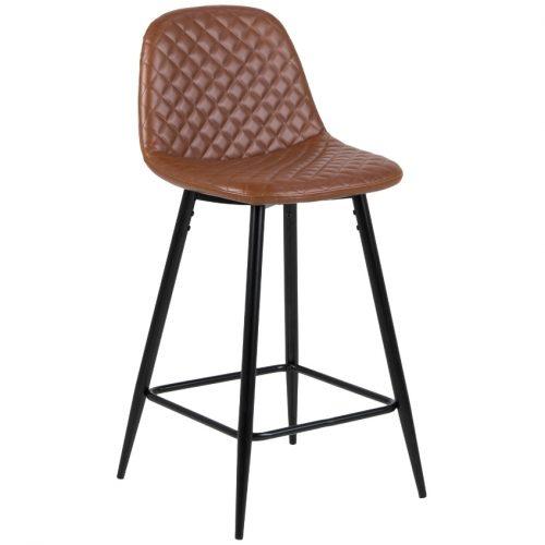 SCANDI Tmavě hnědá koženková barová židle Wanda 65 cm SCANDI