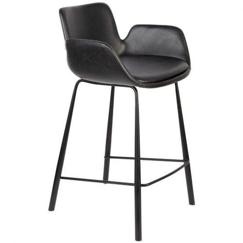 Černá koženková barová židle ZUIVER BRIT LL 67