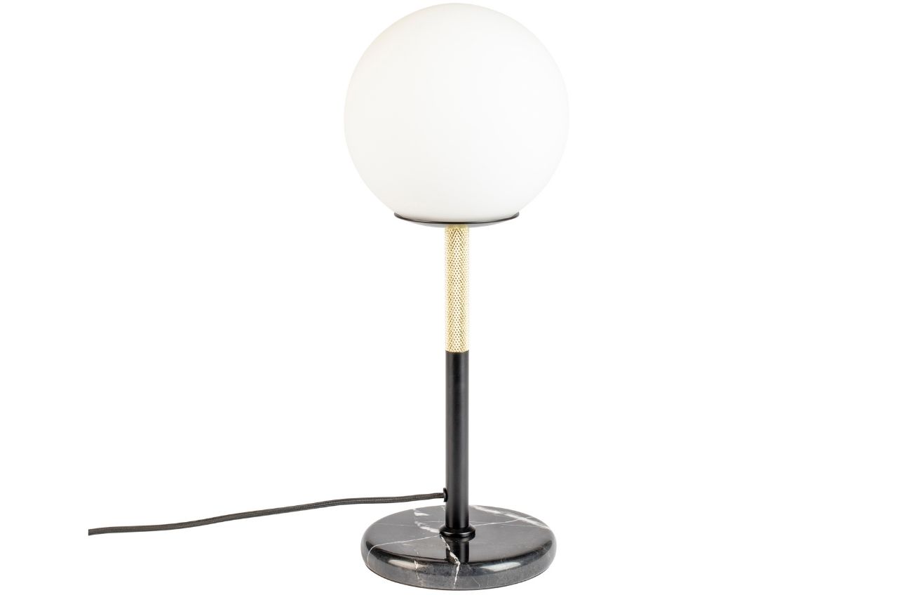 Opálově bílá skleněná stolní lampa ZUIVER ORION s mramorovým podstavcem Zuiver