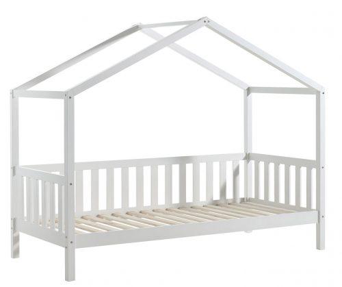 Bílá dřevěná dětská postel Vipack Dallas se zábranou 200 x 90 cm Vipack