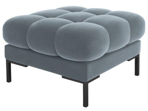 Světle modrá sametová podnožka MICADONI MAMAIA 60 x 60 cm MICADONI