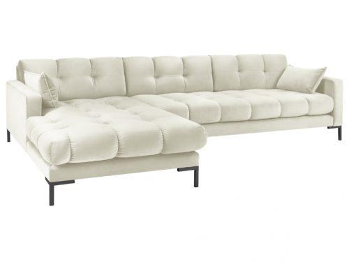 Krémová sametová rohová pohovka MICADONI MAMAIA 293 cm