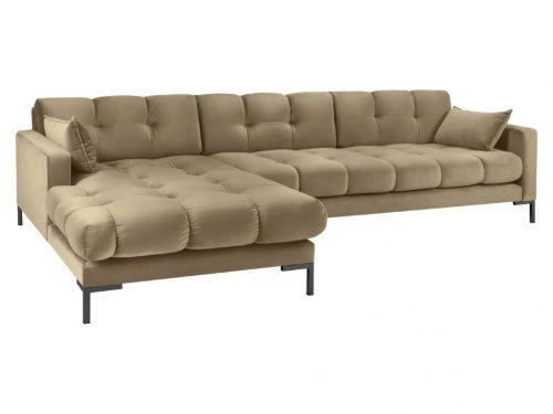 Béžová sametová rohová pohovka MICADONI MAMAIA 293 cm