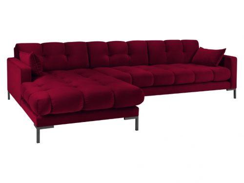 Vínově červená sametová rohová pohovka MICADONI MAMAIA 293 cm