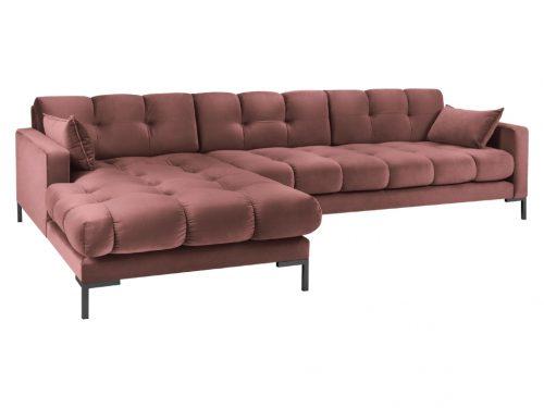 Růžová sametová rohová pohovka MICADONI MAMAIA 293 cm