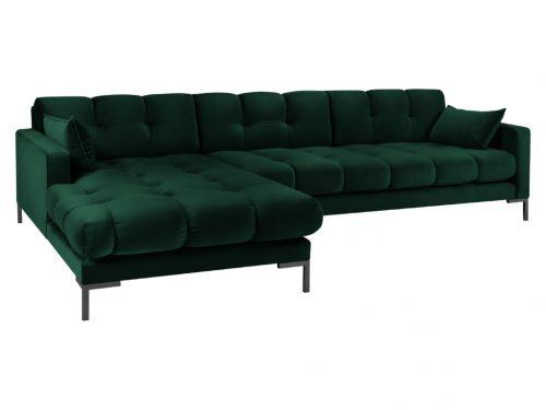 Tmavě zelená sametová rohová pohovka MICADONI MAMAIA 293 cm
