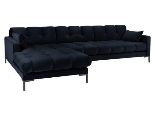Tmavě modrá sametová rohová pohovka MICADONI MAMAIA 293 cm