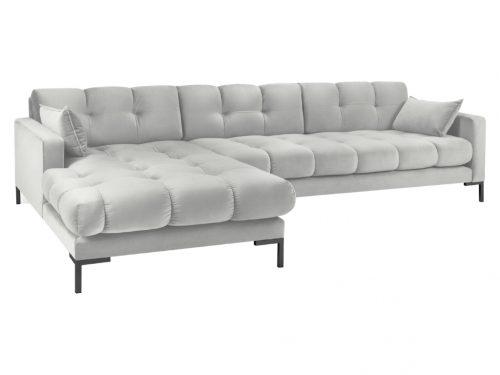 Světle šedá sametová rohová pohovka MICADONI MAMAIA 293 cm