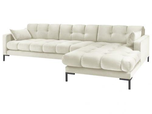 Krémová sametová rohová pohovka MICADONI MAMAIA 293 cm