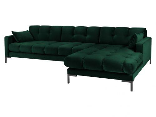 Tmavě zelená sametová rohová pohovka MICADONI MAMAIA 293 cm