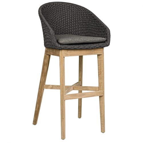 Černá pletená zahradní barová židle Bizzotto Crochela 110 cm Bizzotto