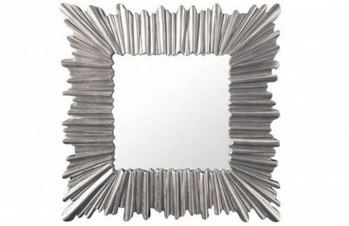 Moebel Living Stříbrné dřevěné závěsné zrcadlo Solei 95 cm Moebel Living