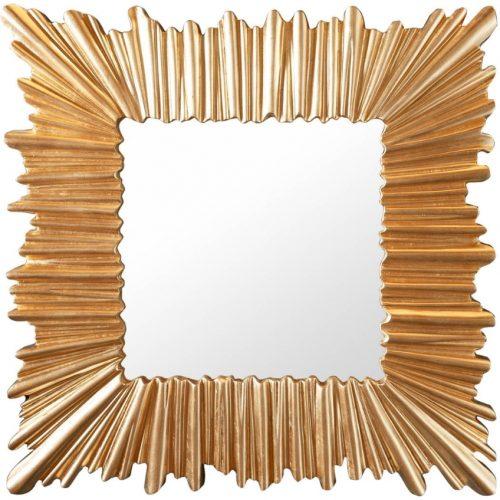 Moebel Living Zlaté dřevěné závěsné zrcadlo Solei 95 cm Moebel Living