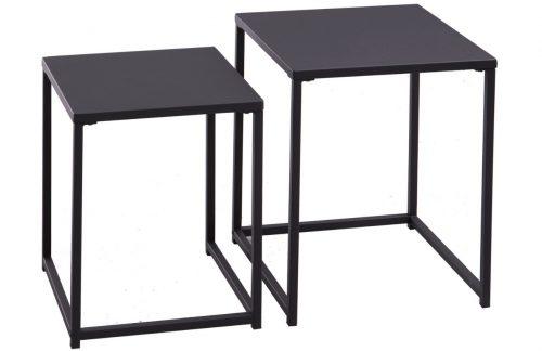 Moebel Living Set dvou černých kovových odkládacích stolků Durma 40/35 x 40/30 cm Moebel Living