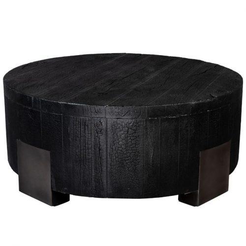 Černý akátový kulatý konferenční stolek Dutchbone Coals 81 cm Dutchbone