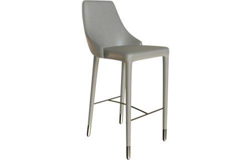 Světle šedá koženková barová židle Miotto Maino s kovovou podnoží 72 cm MIOTTO