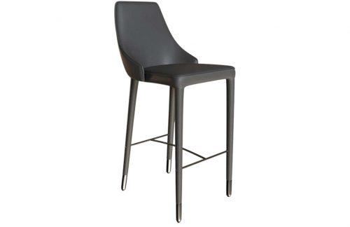 Tmavě šedá koženková barová židle Miotto Maino s kovovou podnoží 72 cm MIOTTO