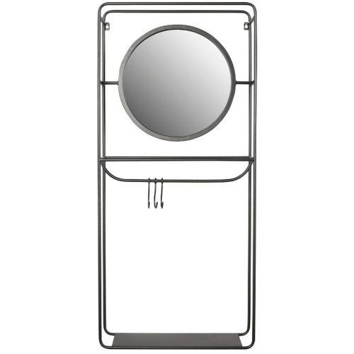 White Label Living Šedý kovový nástěnný modul se zrcadlem WLL Duco 110 cm White Label Living