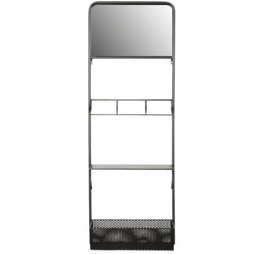 White Label Living Černý kovový nástěnný modul se zrcadlem WLL Djay 120 cm White Label Living