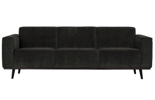 Hoorns Černá manšestrová třímístná pohovka Twilight 230 cm Hoorns