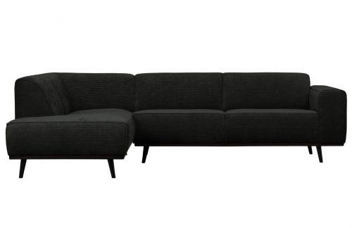 Hoorns Černá manšestrová rohová pohovka Twilight 274 cm