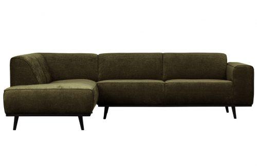 Hoorns Tmavě zelená manšestrová rohová pohovka Twilight 274 cm