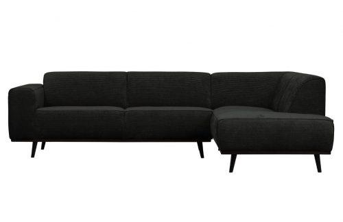 Hoorns Černá manšestrová rohová pohovka Twilight 274 cm