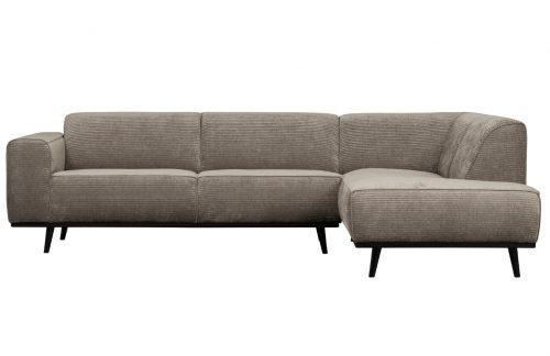 Hoorns Světle šedá manšestrová rohová pohovka Twilight 274 cm