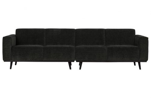 Hoorns Černá manšestrová čtyřmístná pohovka Twilight 280 cm Hoorns