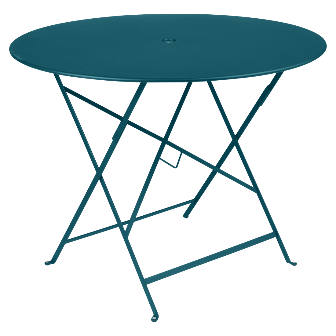 Modrý kovový skládací stůl Fermob Bistro Ø 96 cm Fermob