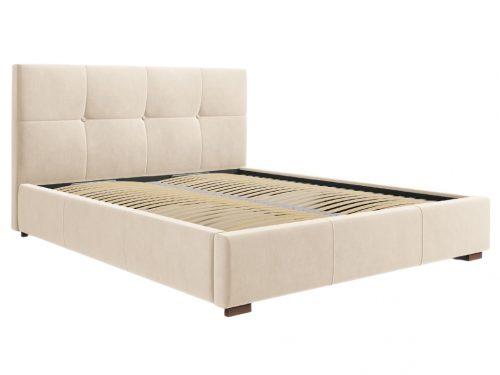 Béžová sametová postel MICADONI SAGE 140 x 200 cm MICADONI