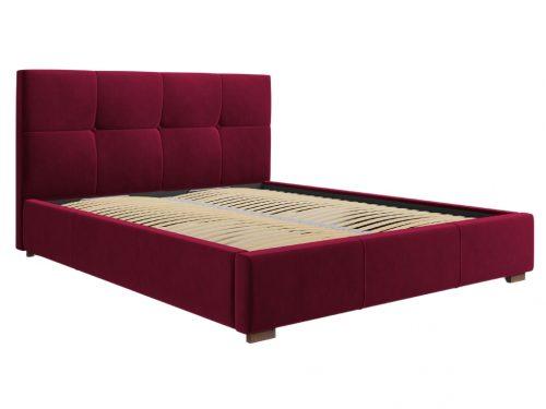 Vínově červená sametová postel MICADONI SAGE 140 x 200 cm MICADONI