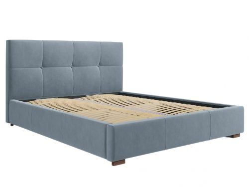 Světle modrá sametová postel MICADONI SAGE 140 x 200 cm MICADONI