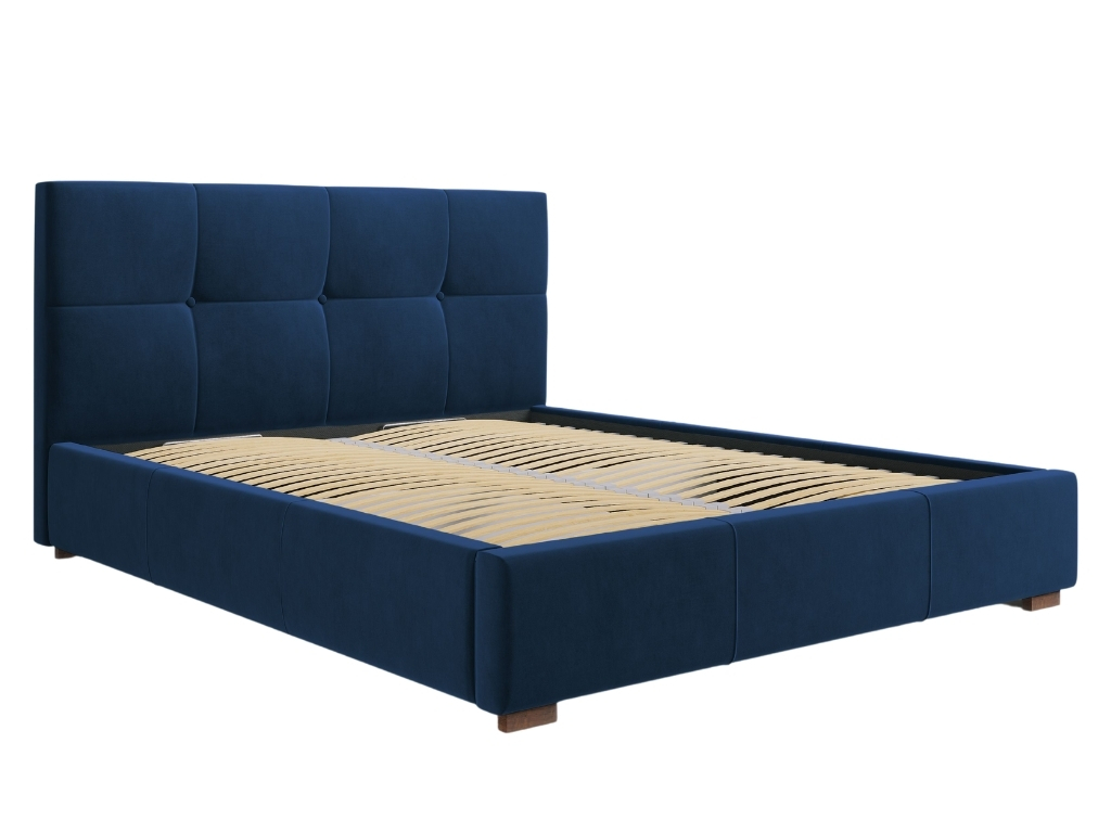 Královsky modrá sametová postel MICADONI SAGE 140 x 200 cm MICADONI