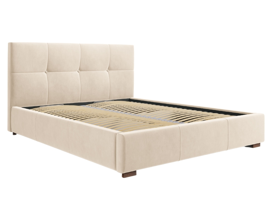 Béžová sametová postel MICADONI SAGE 160 x 200 cm MICADONI