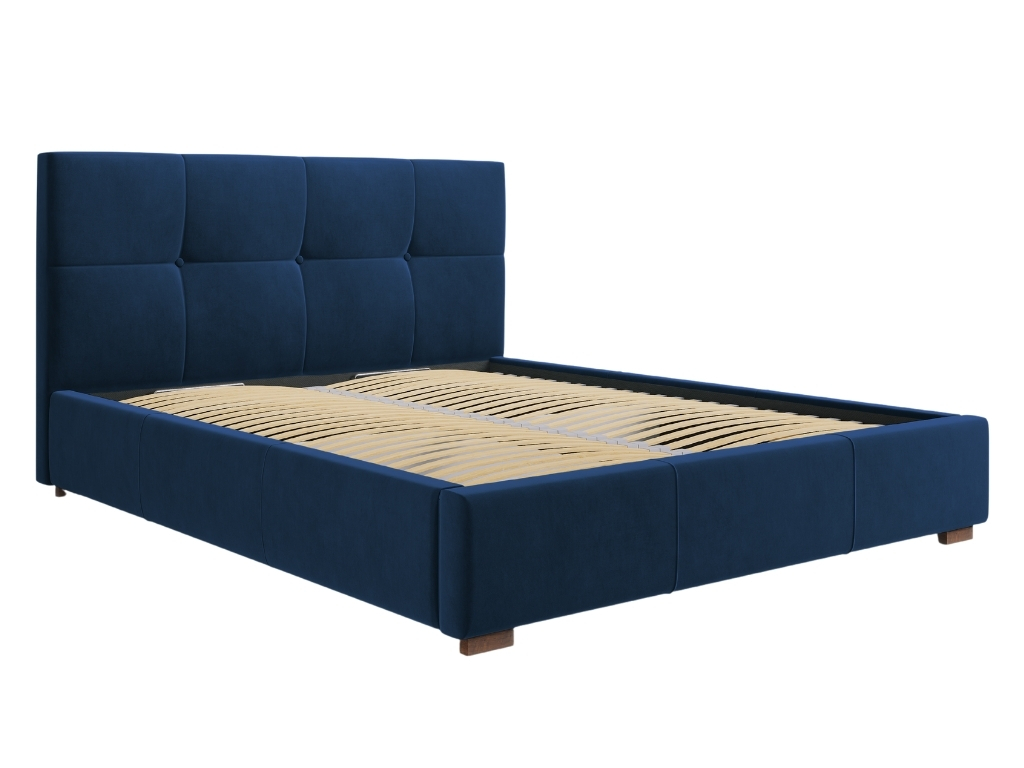 Královsky modrá sametová postel MICADONI SAGE 160 x 200 cm MICADONI
