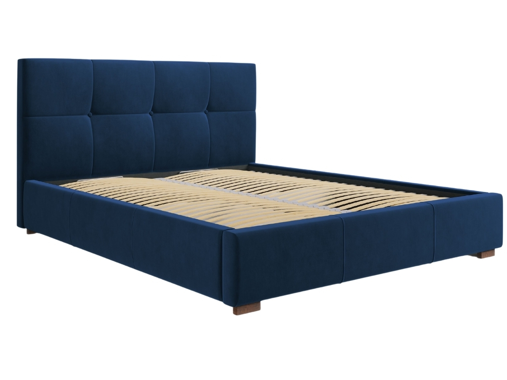 Královsky modrá sametová postel MICADONI SAGE 180 x 200 cm MICADONI