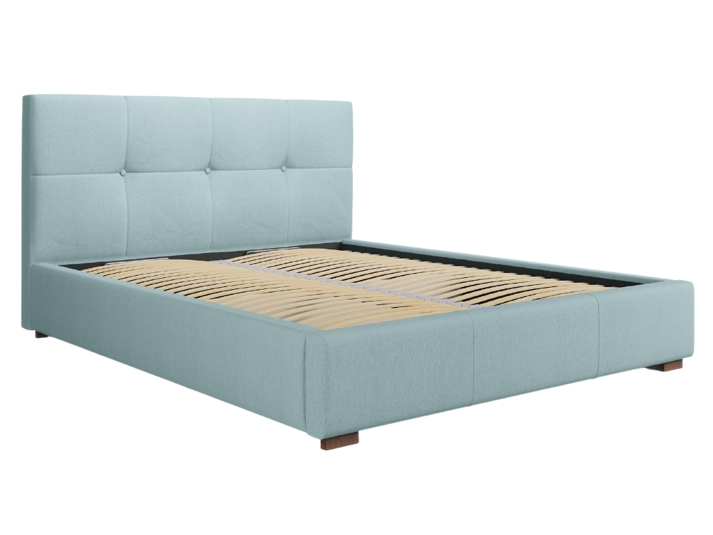 Světle modrá látková postel MICADONI SAGE 140 x 200 cm MICADONI