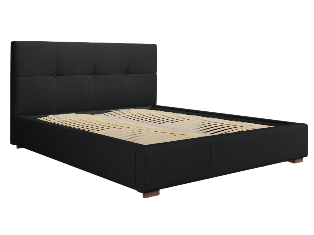 Černá látková postel MICADONI SAGE 140 x 200 cm MICADONI