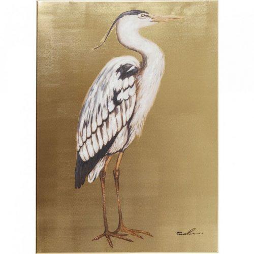 KARE DESIGN Zlatý obraz Heron Right 70 x 50 cm s motivem volavky KARE DESIGN