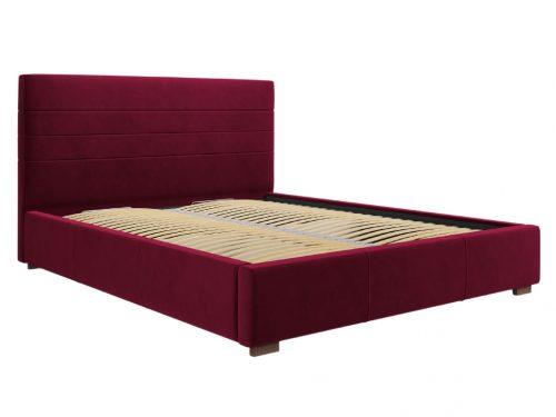 Vínově červená sametová postel MICADONI ARANDA 160 x 200 cm MICADONI