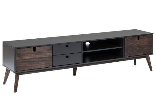 Antracitově šedý dřevěný TV stolek Marckeric Kiara 180 x 37 cm Marckeric