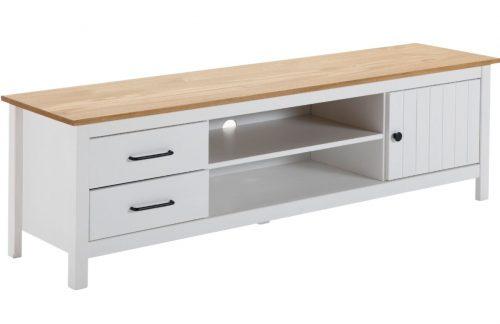 Bílý borovicový TV stolek Marckeric Miranda 158 x 40 cm Marckeric