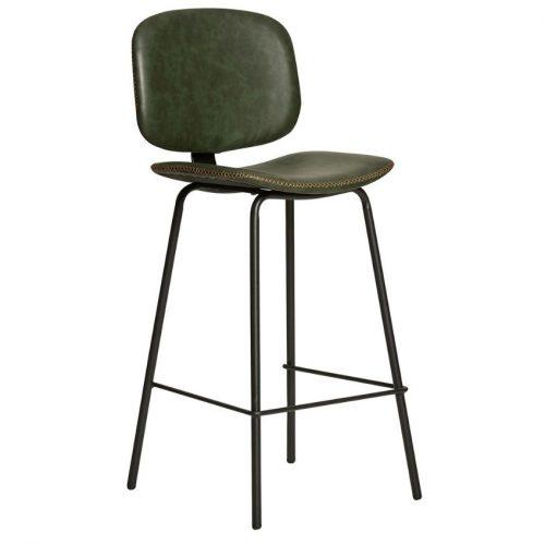 Tmavě zelená koženková barová židle Marckeric Mali 73 cm Marckeric