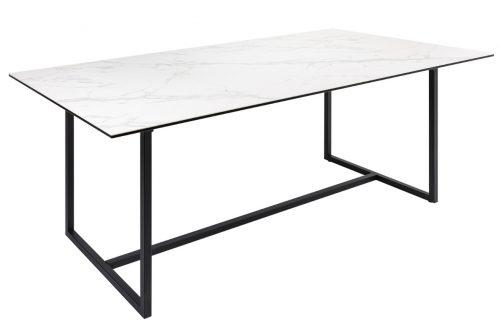 Moebel Living Bílý keramický jídelní stůl Batik 200 x 100 cm s mramorovým vzhledem Moebel Living
