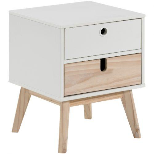 Bílý dřevěný noční stolek Marckeric Kiara 40 x 37 cm Marckeric