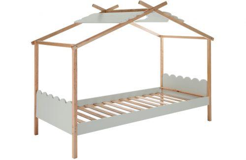 Světle šedá dřevěná dětská postel Marckeric Nuvem 90 x 190 cm Marckeric