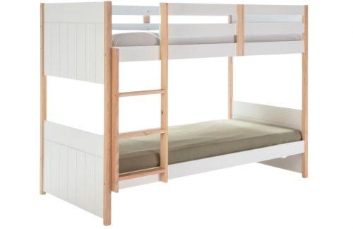 Bílá dřevěná dětská patrová postel Marckeric Kiara 90 x 190 cm Marckeric