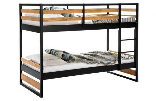 Hnědo černá dřevěná patrová postel Marckeric Manhattan 90 x 190 cm Marckeric