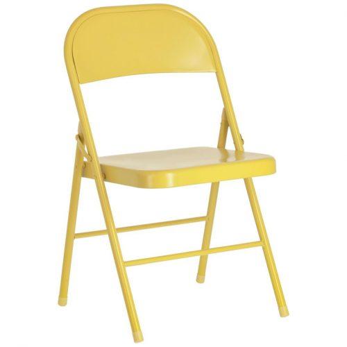 Hořčicově žlutá kovová skládací jídelní židle LaForma Aidana LaForma